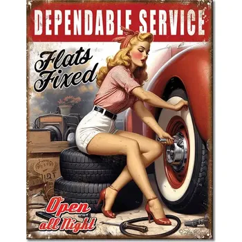 Plechová cedule Plechová cedule Dependable Service All Night 40 cm x 32 cm
