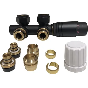 Radiátor CERANO Termostatická sada připojovacích ventilů DUOPLEX černá matná CER-433356