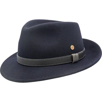 Klobouk Cestovní nemačkavý voděodolný modrý klobouk Mayser s černou stuhou - Denver Traveller Velikost: 59 cm (L)