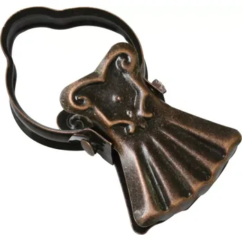 Uchycení záclony a závěsu Žabka k záclonovým tyčím staroměď kovová - Balení 12 ks (Žabička na kroužky bronz,Žabka velká kov.AU 94.30)