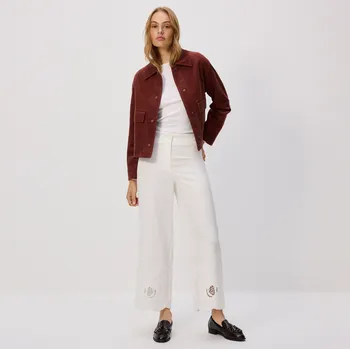 Reserved - Široké kalhoty s příměsí lnu - bílá - 463FM-00X - 463FM-00X-38