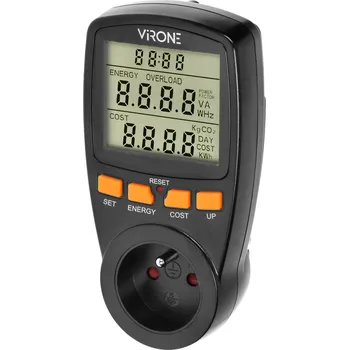 Energetický měřič s LCD displejem, černý