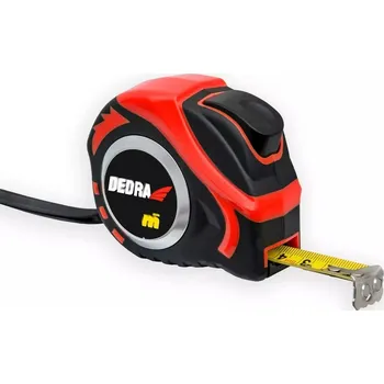 metr DEDRA Svinovací metr 8m/25mm, červený, auto-blokace, magnet, oboustranná páska, pogumovaný kryt, nylon, blistr M891P