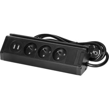 Elektrická zásuvka Černá zásuvka s USB nabíječkou a držákem