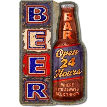 Plechová cedule Plechová cedule Beer Open 24 Hours 29 cm x 19 cm
