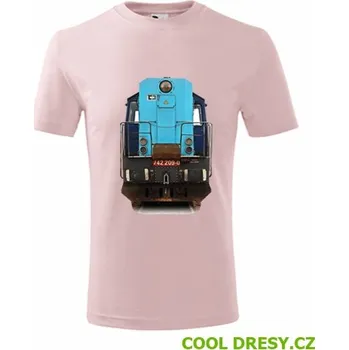 Dětské tričko s lokomotivou Kocour 742.209 - Barva: růžová, Velikost 8let