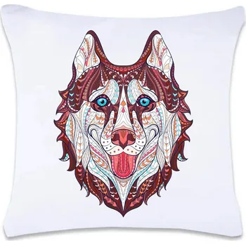 Dekorativní polštářek DOBRÝ TRIKO Polštář s potiskem 40 x 40 cm Hlava vlka Oboustranný tisk: NE