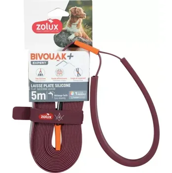 Vodítko pro psa Zolux vodítko BIVOUAK ploché,silik. 15mm/5m červ.
