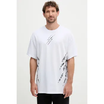 Bavlněné tričko PLEIN SPORT pánské, bílá barva, FAEC MTK8358 STE001N FAEC.MTK8358.STE001N 00X, vel. XL