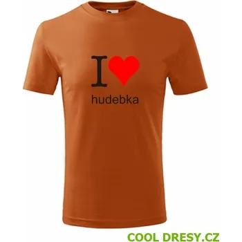 Chlapecké tričko Dětské tričko I love hudebka - Barva: oranžová, Velikost 6let