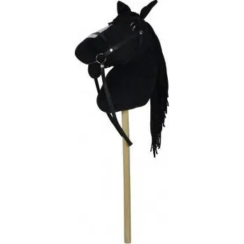 plyšák Kůň na tyči plyš 70cm na baterie se zvukem černý