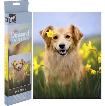 Diamantové malování Grafix diamantové malování pes v narcisech 30 × 30 cm