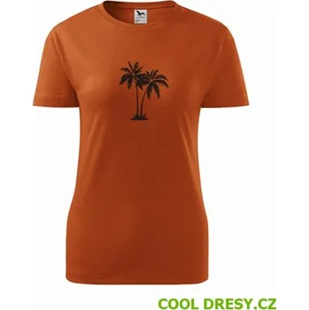 Dámské tričko Dámské tričko s palmou - Barva: oranžová, Velikost XL
