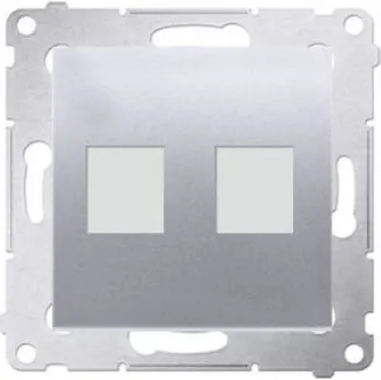 vypínač KONTAKT-SIMON S,A, Kryt zásuvky 2x RJ45/RJ12 Simon 54 premium stříbrný DKP2,01/43