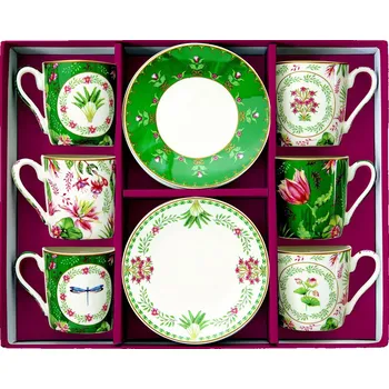 Easy Life Porcelánové šálky a podšálky na kávu Botanic Chic