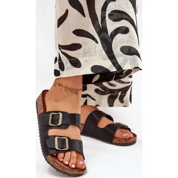 Dámské pantofle Dámské Pantofle Na Korkové Platformě S Přezkami Vesina Barva: Černá, Velikost: 38