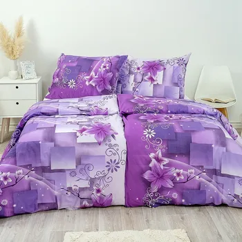 Povlečení Stanex Bavlněné povlečení Elis, 140 x 220 cm, 70 x 90 cm, fialová