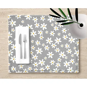 prostírání Ervi bavlněné prostírání na stůl - květinky na šedém - 26186-1