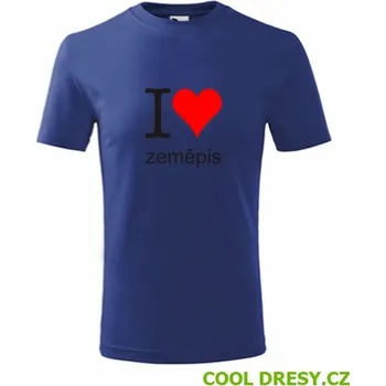 Dětské tričko I love zeměpis - Barva: královská modrá, Velikost 6let