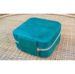 Praktická sametová zelená šperkovnice zapínání na zip cestovní nová