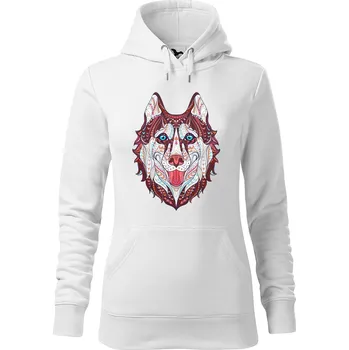 Dámská mikina DOBRÝ TRIKO Dámská mikina s potiskem Hlava vlka Velikost dámské mikiny: M, Barva: Bílá
