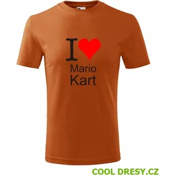 Dětské tričko I love Mario Kart - Barva: oranžová, Velikost 10let