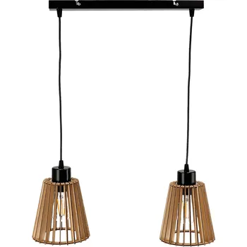 Černé dřevěné závěsné svítidlo E27 2x60W