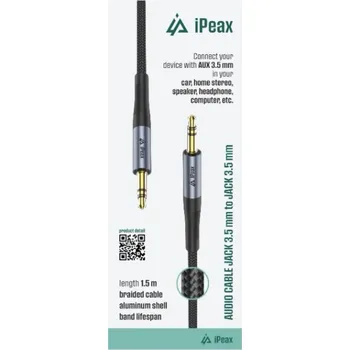 Audio kabel iPEAX Adaptér 3,5 mm jack / 3,5 mm jack 1,5 m - černý