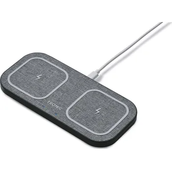 TRONIC® Duální bezdrátová rychlonabíječka Qi® s adaptérem 30 W, Power Delivery, kovový rámeček (bílá)