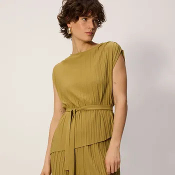 Dámské tričko Reserved - Plisovaný top s vázáním - světle olivová - WC373-81X - WC373-81X-M