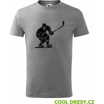 Dětské tričko s hokejistou - Barva: tmavě šedý melír, Velikost 6let