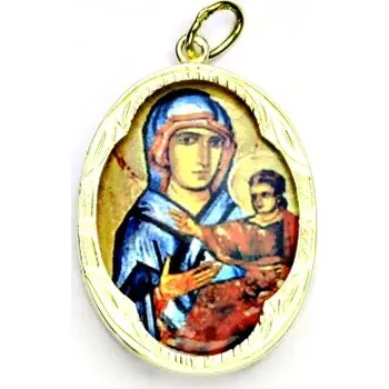 Přívěsek Zlatý přívěsek medailon, porcelánová Madonna Di San Luca, žluté zlato - P 158 (Zlatý medailon)