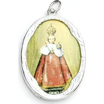 Přívěsek Zlatý přívěsek medailon, porcelánové Pražské Jezulátko, bílé zlato - P 158 (Zlatý medailon)