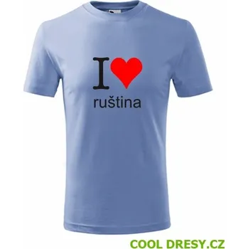 Dětské tričko I love ruština - Barva: nebesky modrá, Velikost 10let