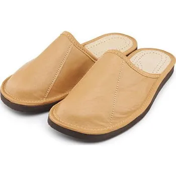 Pánské pantofle Vlnka Pánské letní kožené pantofle světle hnědá velikost obuv dospělí 43