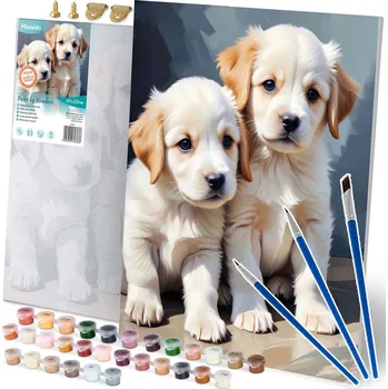 Obraz na malování podle čísel 40x50 cm Massido Štěňátka