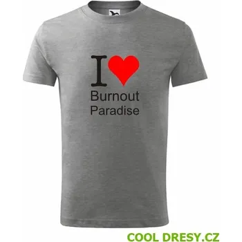 Dětské tričko I love Burnout Paradise - Barva: tmavě šedý melír, Velikost 6let