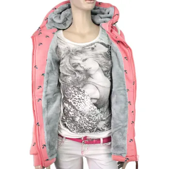 Dámská mikina Dámská bundomikina s kožíškem VINTE dlouhá lososová