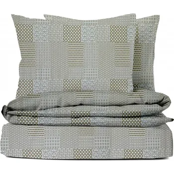 Povlečení Ervi bavlněné KREPOVÉ povlečení - Geometrický vzor - hnědé