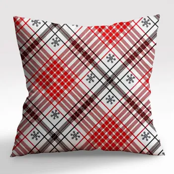 Povlak na dekorativní polštářek #Ervi povlak na polštář bavlněný - Sněhové vločky káro 2 - 30 x 50 cm