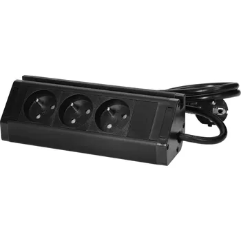 Elektrická zásuvka Černá zásuvka na nábytek s držákem, 1,5 m kabel