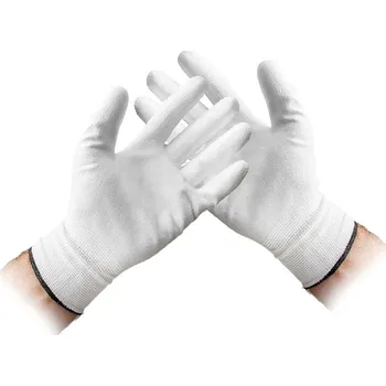 Pracovní rukavice Bílé ochranné rukavice PU velikost 7