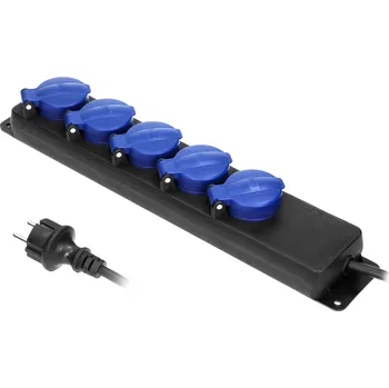 Prodlužovací kabel Vodotěsná prodlužovačka 5 zásuvek, 5m IP44