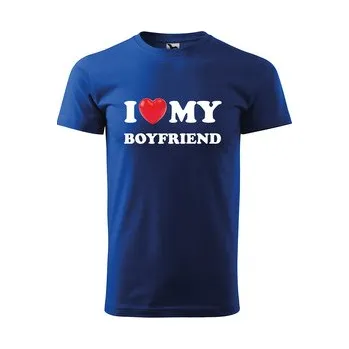 Tričko s potiskem I love my boyfriend: modré 4XL