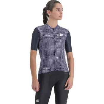cyklistický dres Dámský cyklistický dres s krátkým rukávem SPORTFUL-Checkmate w jersey, galaxy blue chalck violet Mix S