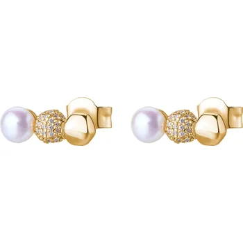 Náušnice Rosato Podélné pozlacené náušnice se zirkony a perlami Azzurra RZAZ025 + 2 měsíce na vrácení zboží