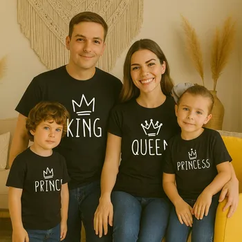 Trička pro celou rodinu KING/QUEEN/PRINCESS/PRINCE Barva: Černá, Velikost: Pro chlapečka: 76-86 (12-18 měsíců)