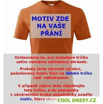 Chlapecké tričko Dětské tričko s motivem na přání - Barva: oranžová, Velikost 4roky