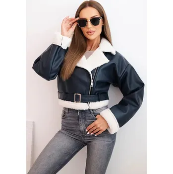 Dámská pilotka z ekokůže s podšívkou a páskem modrá UNI