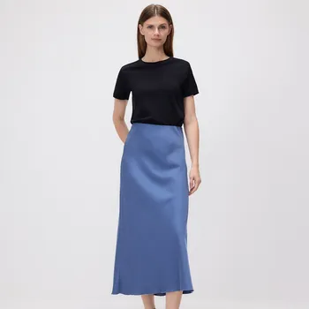 Dámská sukně Reserved - Saténová midi sukně - ocelově modrá - 074GG-95X - 074GG-95X-XL